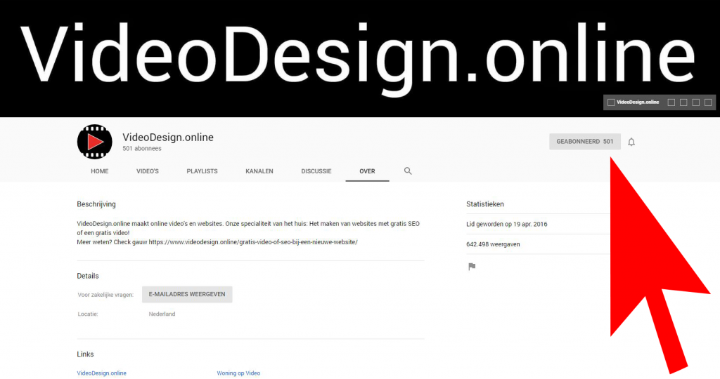 500 Abonnees voor het YouTube-kanaal van VideoDesign.online!